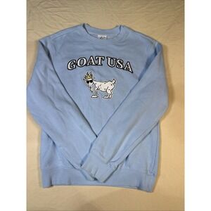 Goat USA Sweatshirt Mens X-Small Crew Neck Pullover Light Blue Big Logo